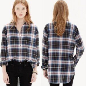 Madewell Wheaton Plaid Collarless Button Tunic